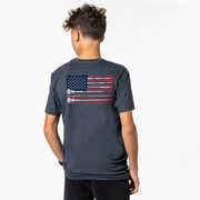 Guys Lacrosse Short Sleeve T-Shirt - American Flag (Back Design)