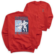 Guys Lacrosse Crewneck Sweatshirt - Survival of the Fittest (Back Design)