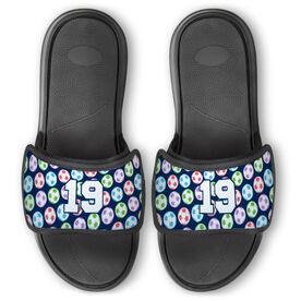 Soccer Repwell&reg; Slide Sandals - Personalized Soccer Balls Colorful