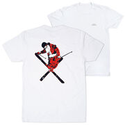 Skiing Short Sleeve T-Shirt - Freestyle Santa (Back Design)