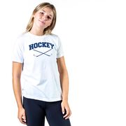 Hockey Tshirt Short Sleeve Hockey Crossed Sticks Logo