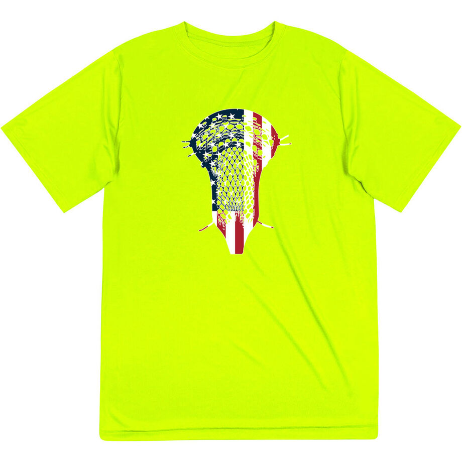 Guys Lacrosse Short Sleeve Performance Tee - Patriotic Stick