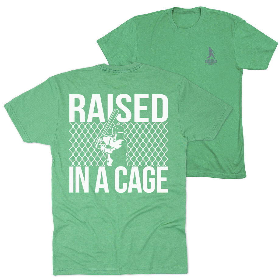 Baseball Short Sleeve T-Shirt - Raised in a Cage Baseball (Back Design)