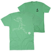Soccer Short Sleeve T-Shirt - Soccer Girl Player Sketch (Back Design)