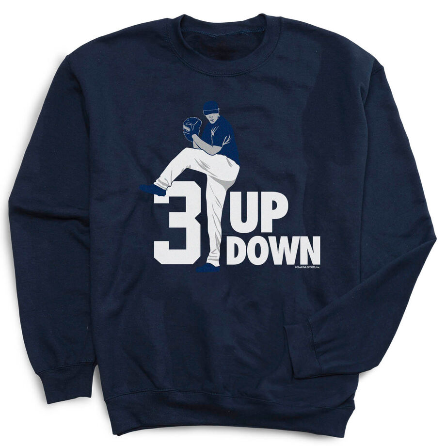 Baseball Crewneck Sweatshirt - 3 Up 3 Down - Personalization Image