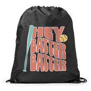 Softball Drawstring Backpack - Hey Batter Batter