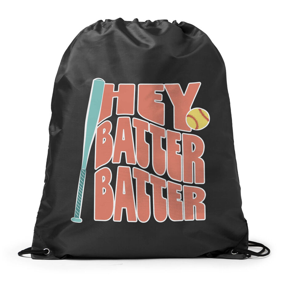 Softball Drawstring Backpack - Hey Batter Batter