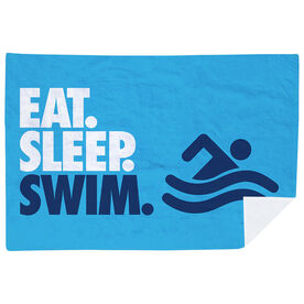 Swimming Premium Blanket - Eat. Sleep. Swim. Horizontal