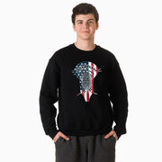 Guys Lacrosse Crewneck Sweatshirt - Patriotic Stick