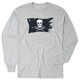 Guys Lacrosse T-Shirt Long Sleeve - Lax Pirate Flag