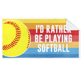 Softball Premium Beach Towel - I'd Rather Be Playing Softball