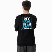 Hockey Crewneck Sweatshirt - My Goal Is To Deny Yours (Blue/Black) (Back Design)