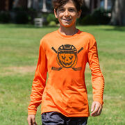 Hockey Long Sleeve Performance Tee - Helmet Pumpkin