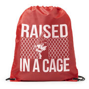 Raised In A Cage Baseball Drawstring Backpack