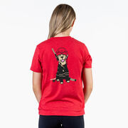 Hockey Short Sleeve T-Shirt - Hunter the Hockey Dog (Back Design)
