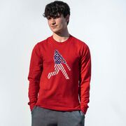 Baseball Tshirt Long Sleeve - Baseball Stars and Stripes Player