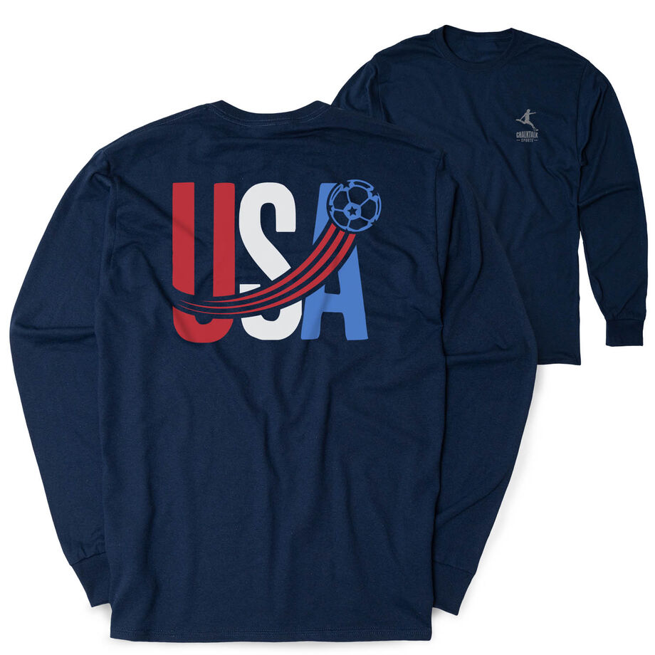 Soccer Tshirt Long Sleeve - USA Patriotic (Back Design)