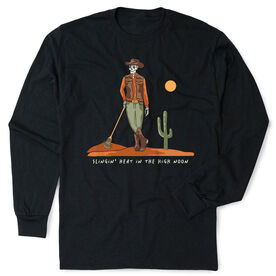 Guys Lacrosse Tshirt Long Sleeve - Slingin Heat In The High Noon
