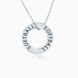 Softball Message Ring Necklace