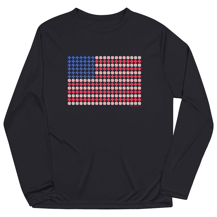 Baseball Long Sleeve Performance Tee - Patriotic Baseball