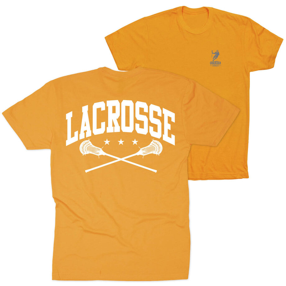 Guys Lacrosse Short Sleeve T-Shirt - Crossed Sticks (Back Design)