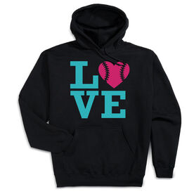 Softball Hooded Sweatshirt - LOVE Softball Pink Teal