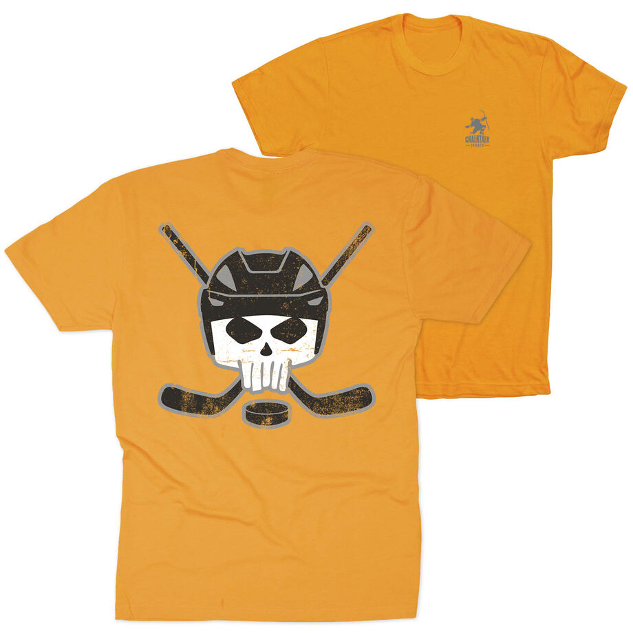 Hockey Short Sleeve Tee - Hockey Helmet Skull (Back Design)