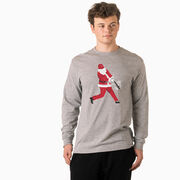 Baseball Tshirt Long Sleeve - Home Run Santa