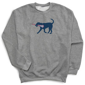 Girls Lacrosse Crewneck Sweatshirt - LuLa The LAX Dog (Blue)