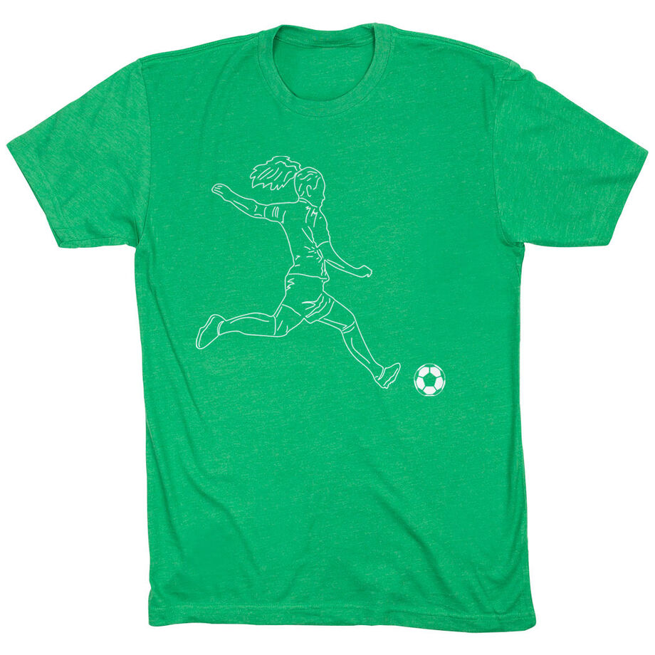 Soccer Short Sleeve T-Shirt - Soccer Girl Player Sketch
