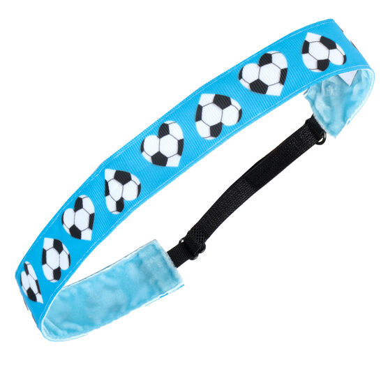 Soccer Juliband Non-Slip Headband - Soccer Heart Blue