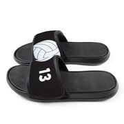 Volleyball Repwell&reg; Slide Sandals - Ball and Number Reflected
