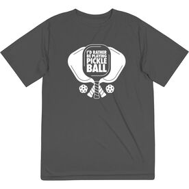 Pickleball Short Sleeve Performance Tee - I'd Rather Be Playing Pickleball