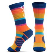 Girls Lacrosse Woven Mid-Calf Socks - Sunset Stick