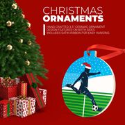 Soccer Round Ceramic Ornament - Guy Silhouette with Santa Hat