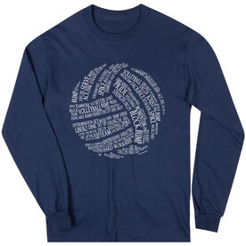 Volleyball T-Shirt Long Sleeve Volleyball Words [Navy/Youth Small] - SS