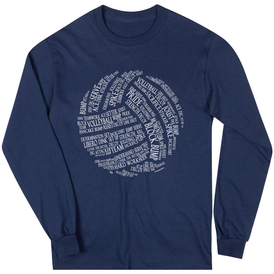Volleyball T-Shirt Long Sleeve Volleyball Words