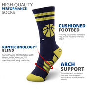Basketball Woven Mid-Calf Socks - Ball (Navy/Gold)