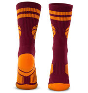 Basketball Woven Mid-Calf Socks - Ball (Maroon/Orange)
