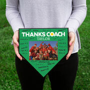 Softball Home Plate Plaque - Thank You Coach Photo Autograph