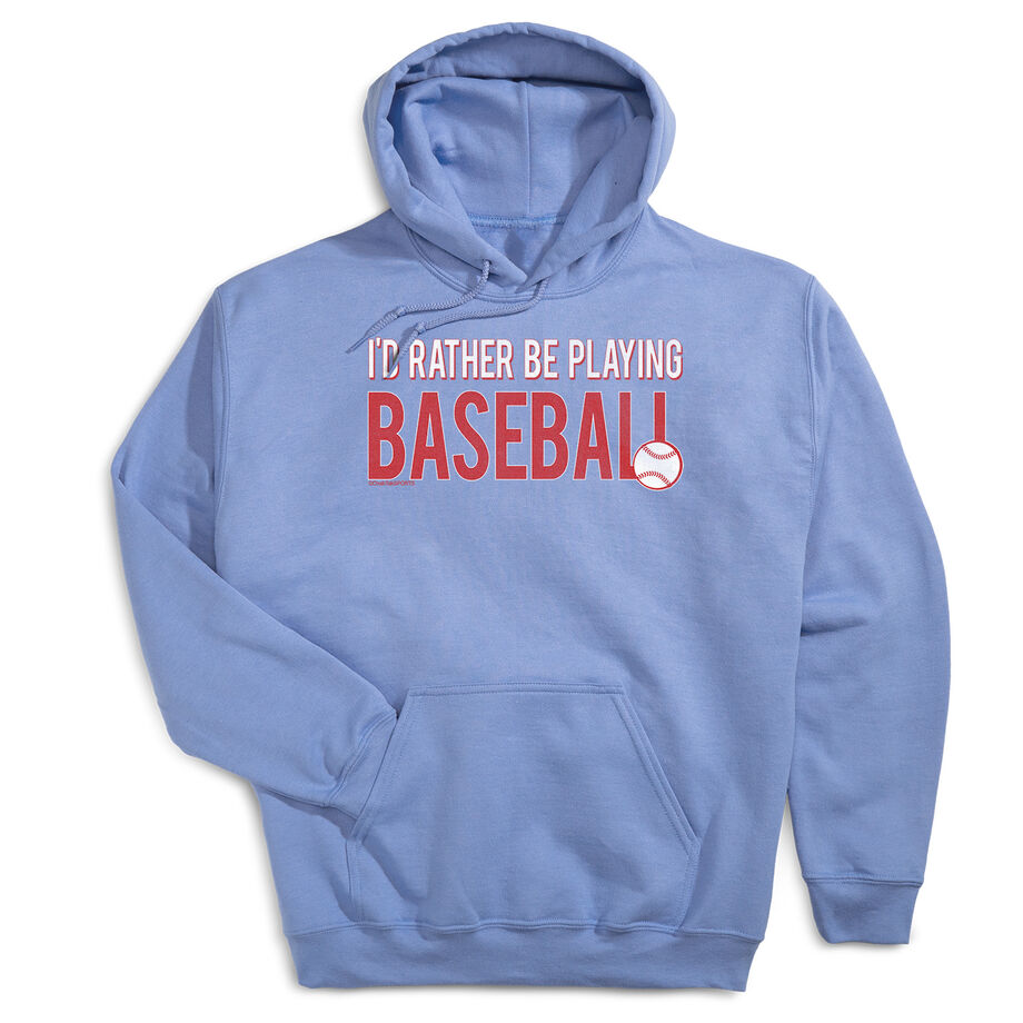 Baseball Hooded Sweatshirt - I'd Rather Be Playing Baseball - Personalization Image