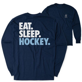Hockey Tshirt Long Sleeve - Eat. Sleep. Hockey (Back Design)