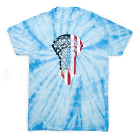 Guys Lacrosse Short Sleeve T-Shirt - Patriotic Lacrosse Stick Head Tie Dye