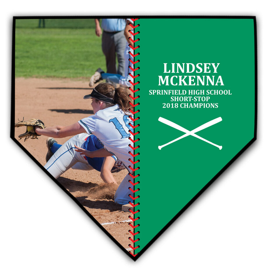 Softball Home Plate Plaque - Player Photo Stitch