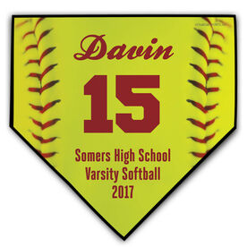 Softball Personalized Softball Stitches Home Plate Plaque