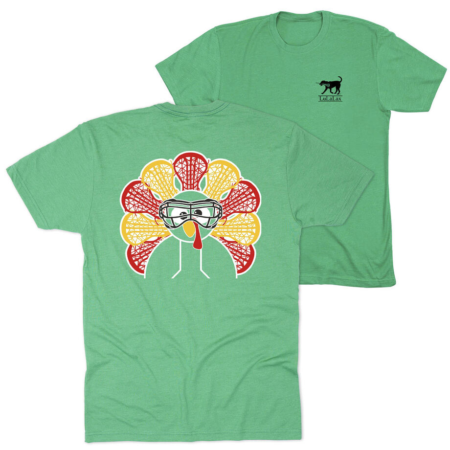 Girls Lacrosse Short Sleeve T-Shirt - Goofy Turkey Player (Back Design)