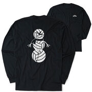 Volleyball Tshirt Long Sleeve - Volleyball Snowman (Back Design)