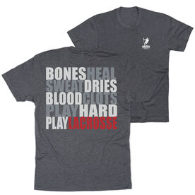 Guys Lacrosse Short Sleeve T-Shirt - Bones Saying (Back Design)