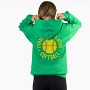 Softball Hooded Sweatshirt - I'd Rather Be Playing Softball Distressed (Back Design)