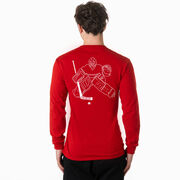 Hockey Tshirt Long Sleeve - Hockey Goalie Sketch (Back Design)